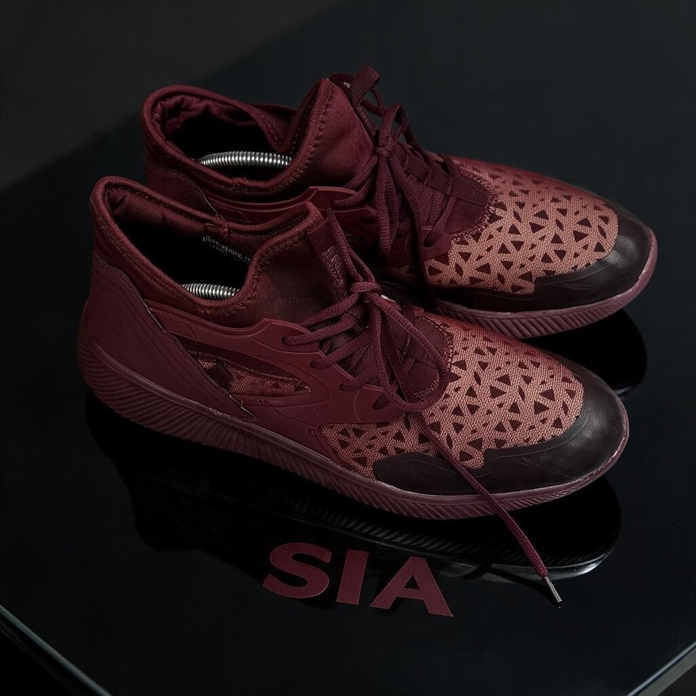 SIA Collective Mens Hanks-175 Burgundy Geometric Mesh Sneakers Size 12